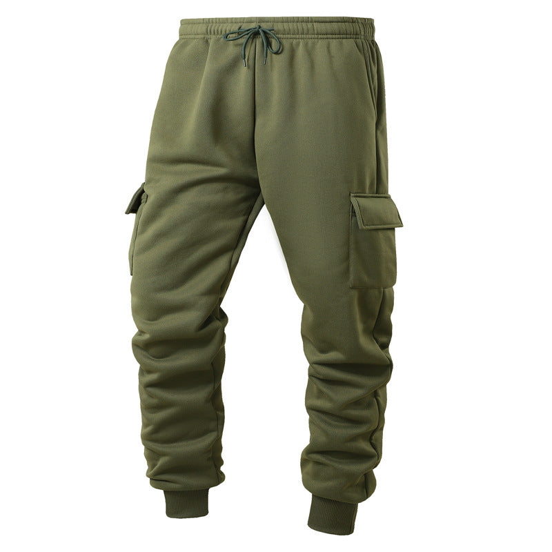 Warm Thick Trousers Sweatpants Men's Thicken Ankle-tied