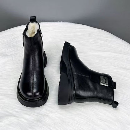 Winter Soft Leather Soft Sole Snow Boots For Women