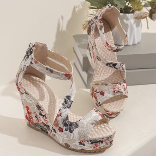 Women's Muffin Wedge Flower Lace Up Lace Fashion Sandals