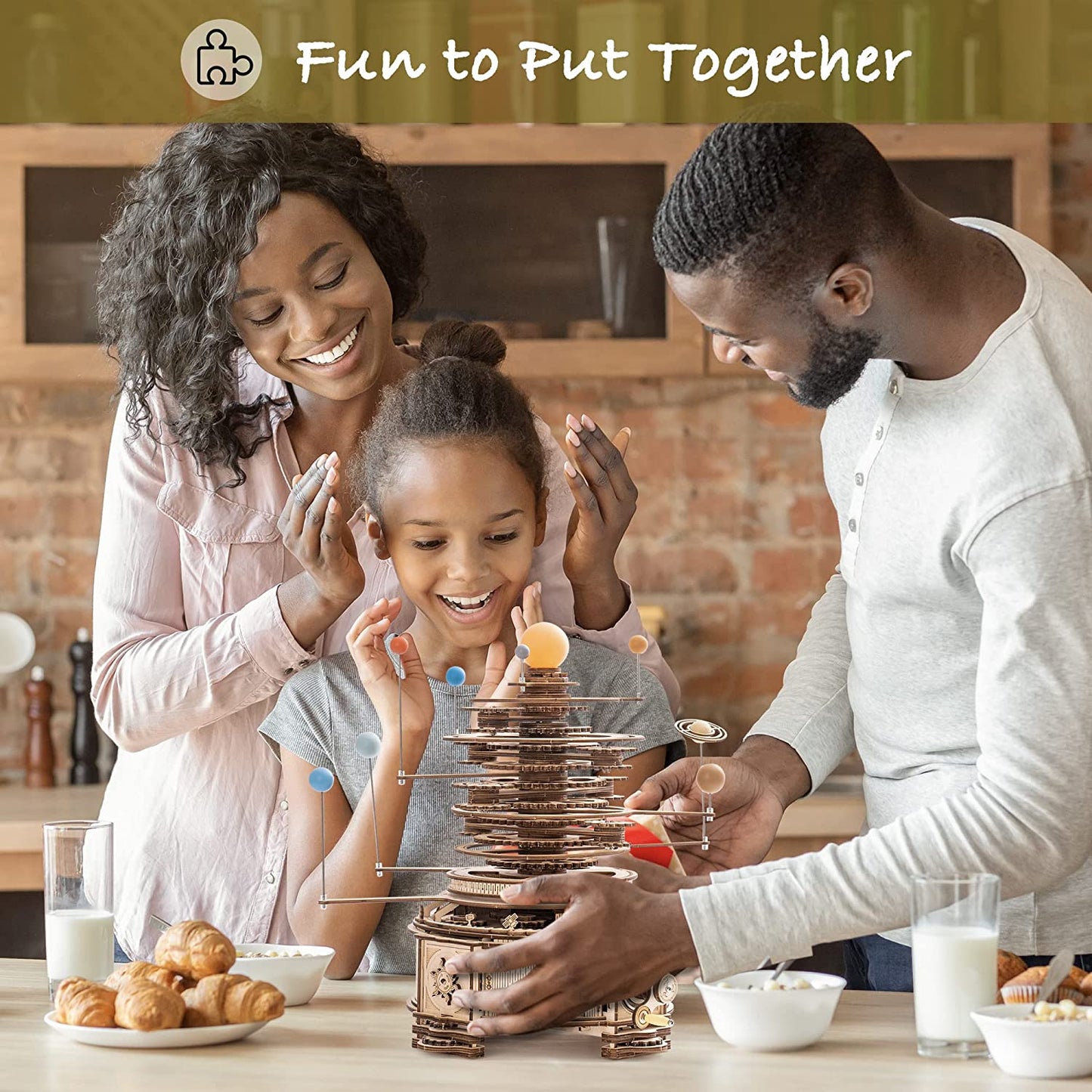 Robotime Rotatable Mechanical 3D Wooden Puzzle Games Assemble Model Building Kits Toys Gift For Children Boys