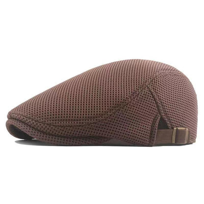 Handgefertigte Herren Flat Cap aus Mesh – Atmungsaktive Schirmmütze – Zeitloser Ethnic-Style für jede Saison