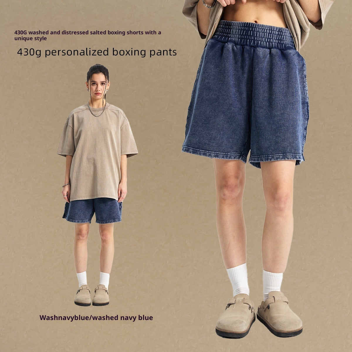 High Street Distressed Wash American Fashion Brand Retro Wide Leg Trendy Men's Shorts