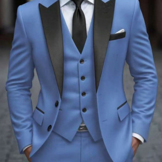 Men's Slim-fit Suit Jacket Three-piece Set