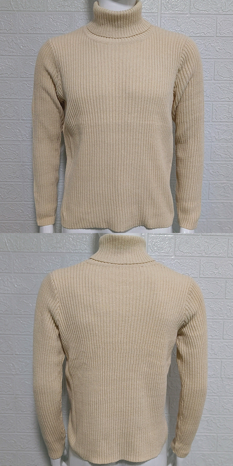 High-neck Slim-fit Long-sleeve Knitted Pullover Base Shirt
