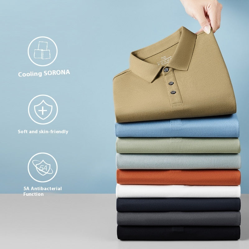 Cool Polo Shirt Herren Einfarbig Polo Kragen Business Casual Kurzarm T-Shirt