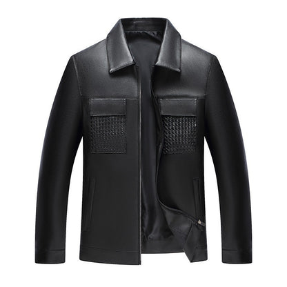 Turn-down Collar Leather Jacket For Spring And Autumn Business