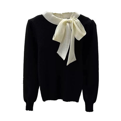 Slim-Fit Pullover mit Puffärmeln und XL-Schleife