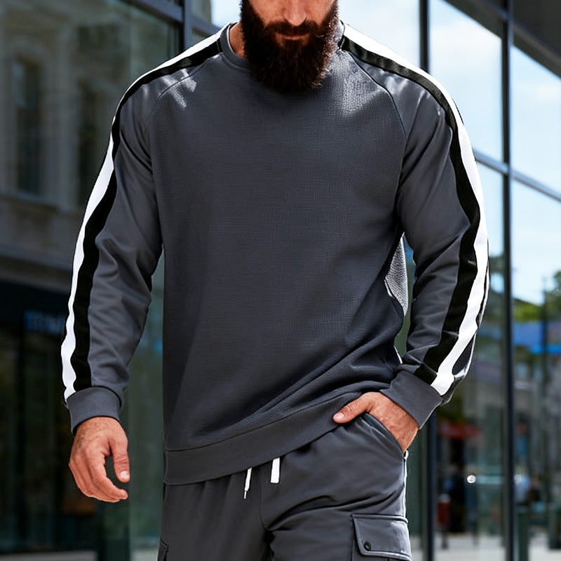 Long Sleeve Striped Base Hoodie For Men