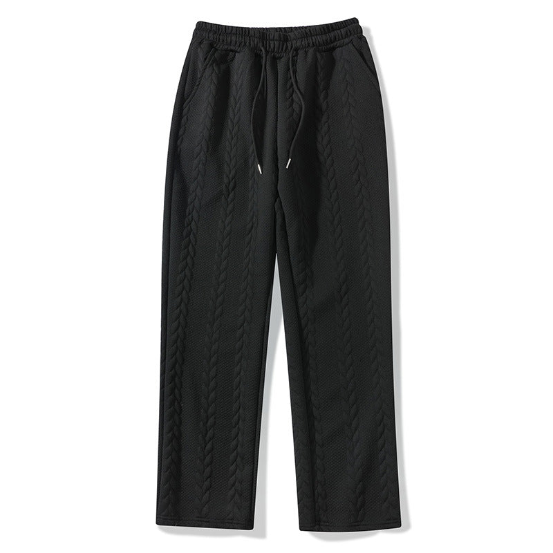 Men's Casual Loose Solid-Color Drawstring Straight-Leg Pants