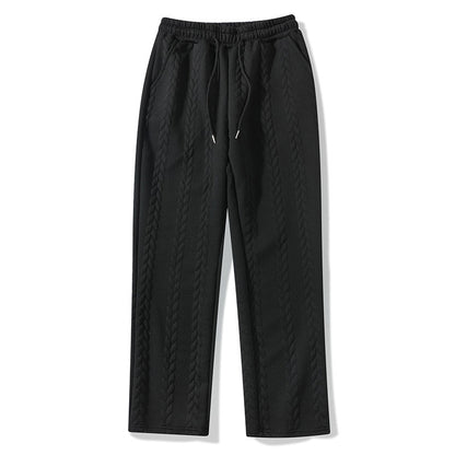 Men's Casual Loose Solid-Color Drawstring Straight-Leg Pants