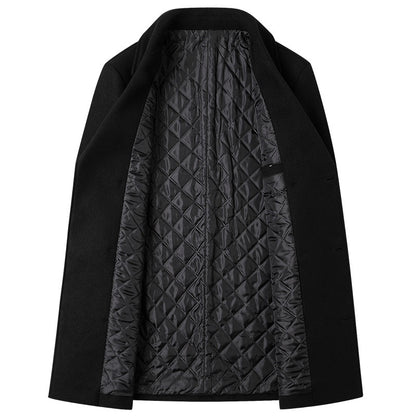 Fashion Double-breasted Lapel Mid-length Wool Men's Coat Dropshipping