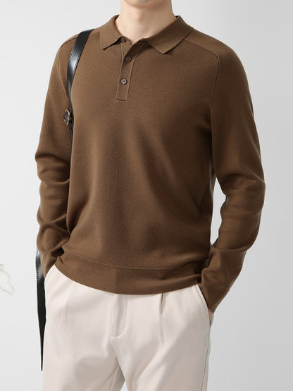 Casual Polo Shirt Knit Sweater Hoodie Solid Color Fashionable Lambswool Sweater