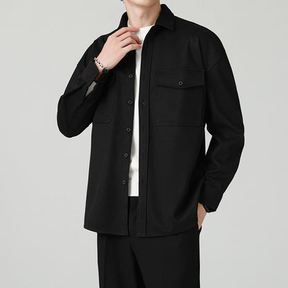 New Thickened Men's Workwear Long-sleeved Loose Wool Casual Jacket