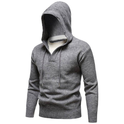 Men's Velvet Thickened Fake Two Pieces Hooded Sweater