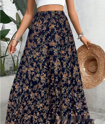 Women's Casual Printed Elegant Large Swing Skirt