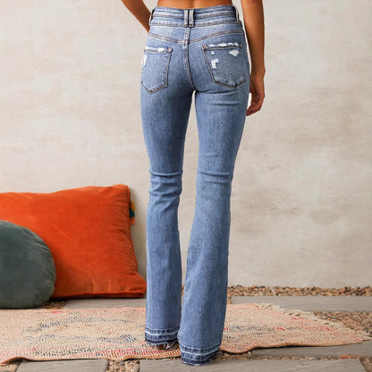 Women's Casual Versatile Ripped Washed Jeans
