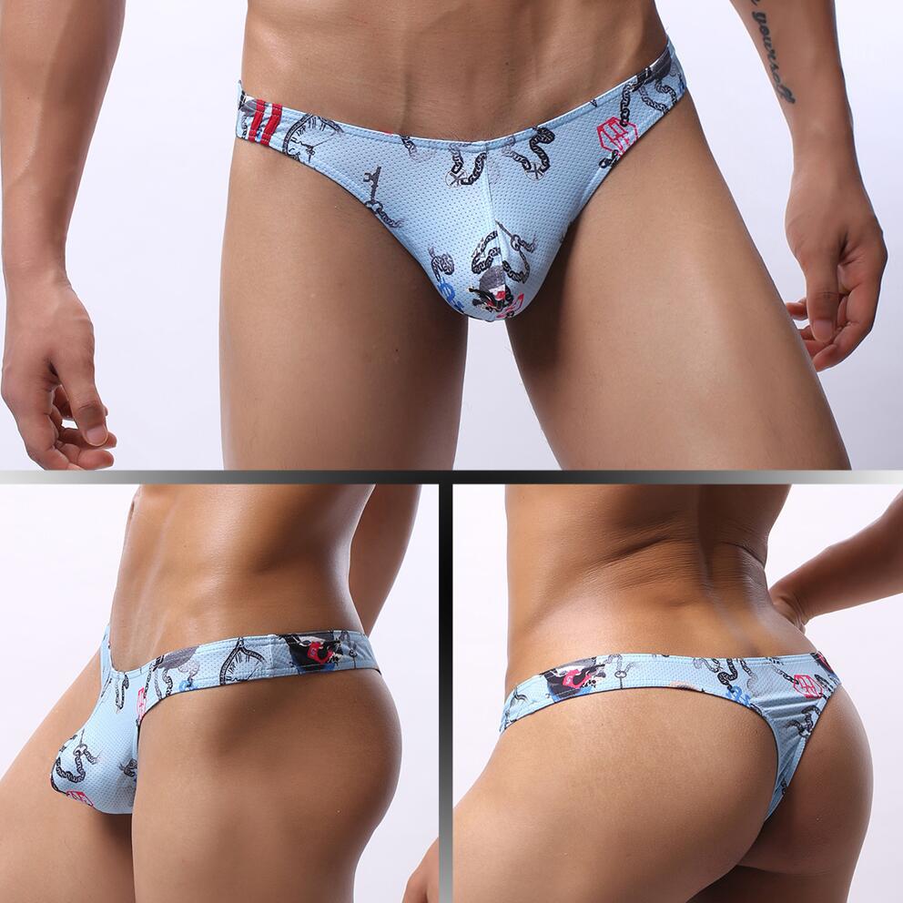 Cartoon Printing Moisture Wicking Low Waist Men's Panties