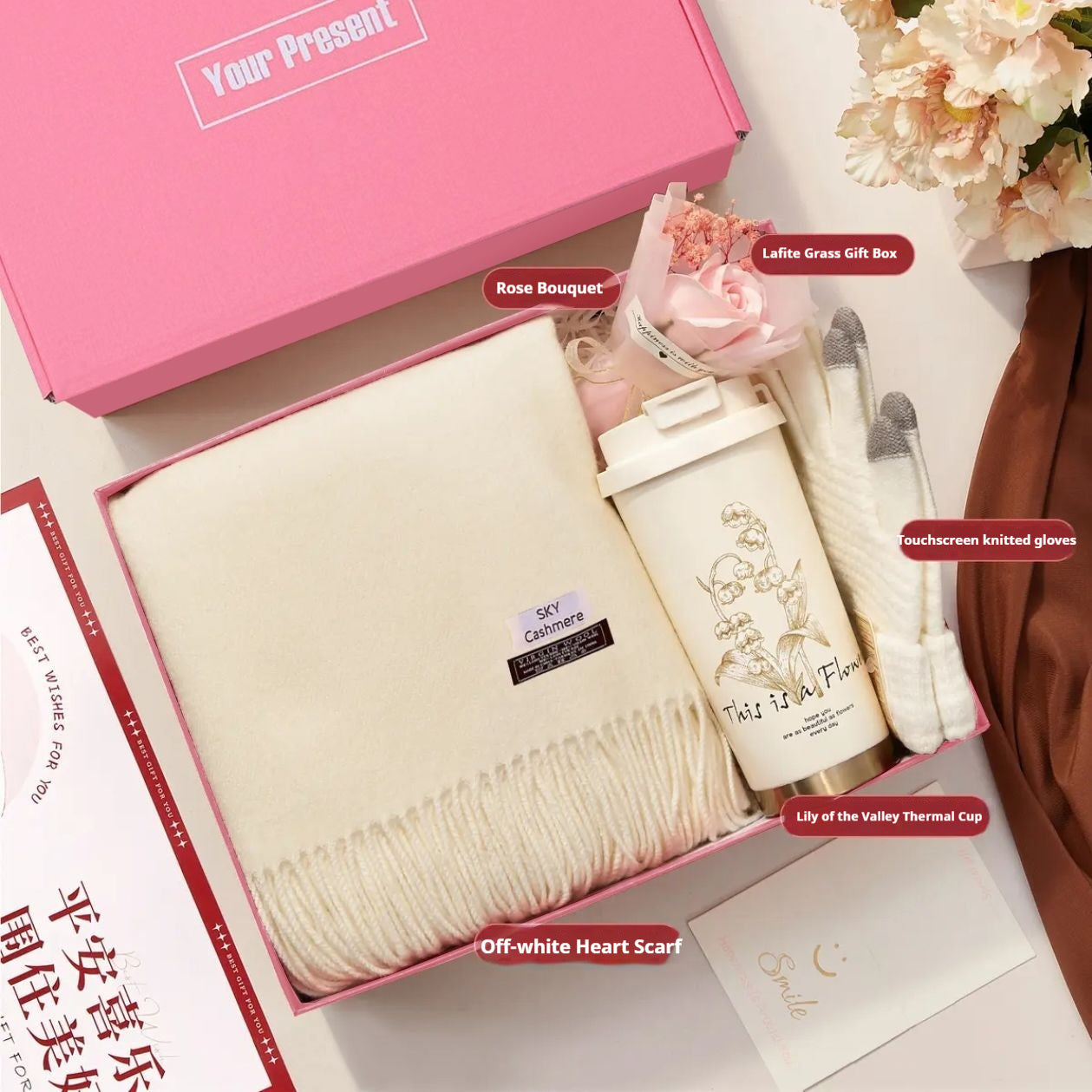 Scarf Thermos Hand Warmer And Glove Set Gift Box