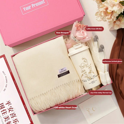 Scarf Thermos Hand Warmer And Glove Set Gift Box