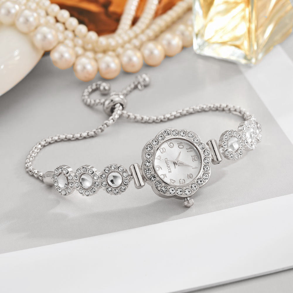 Free Pull-out Bracelet Women's Watch Fashion Color Diamond