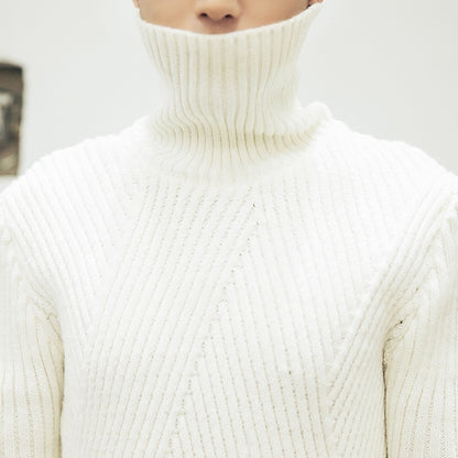 Thick High Collar Warm Solid Color Men's Sweater