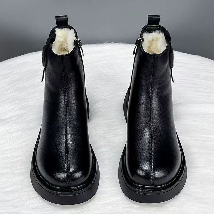 Winter Soft Leather Soft Sole Snow Boots For Women