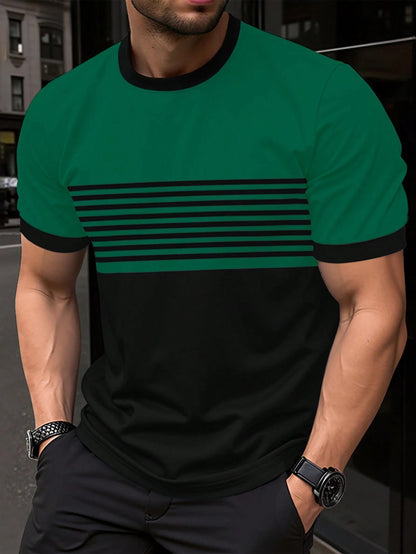 Fashionable And Minimalist Men's Crew-neck Casual Short-sleeve Shirt