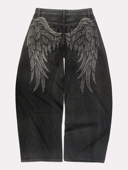 American-style Street-washed, Distressed, Slightly Flared Denim Jeans