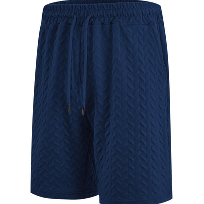 Herren Loose Solid Jacquard Drawstring Casual Beach Pants