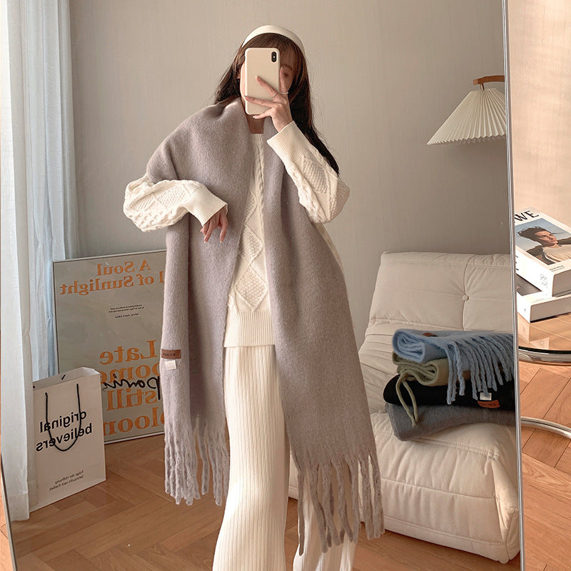 Women's Versatile Fashion Solid Color Warm Scarf