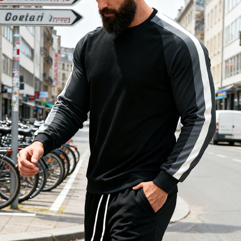 Long Sleeve Striped Base Hoodie For Men