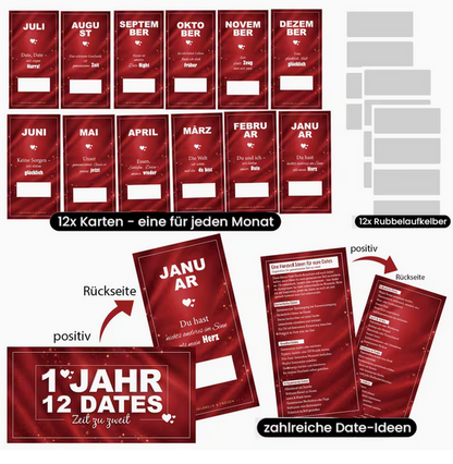 1 Jahr 12 Dates – Das ultimative Rubbellos-Set für Paare
