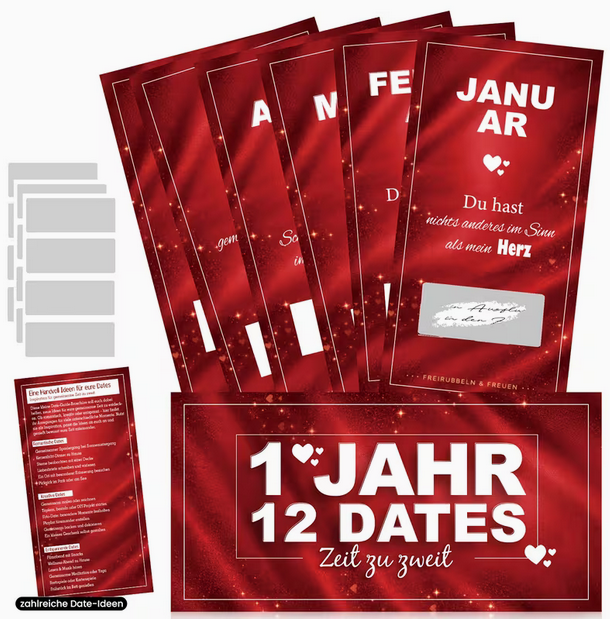 1 Jahr 12 Dates – Das ultimative Rubbellos-Set für Paare