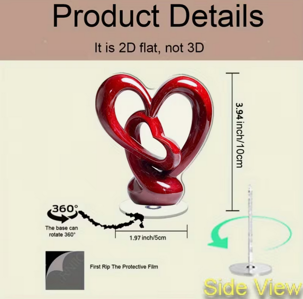 Rotierende Herz-Statue aus Acryl (2D-Ebene)