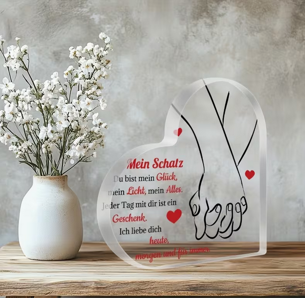 Acryl-Herz Plakette "Heute, Morgen, Für Immer"