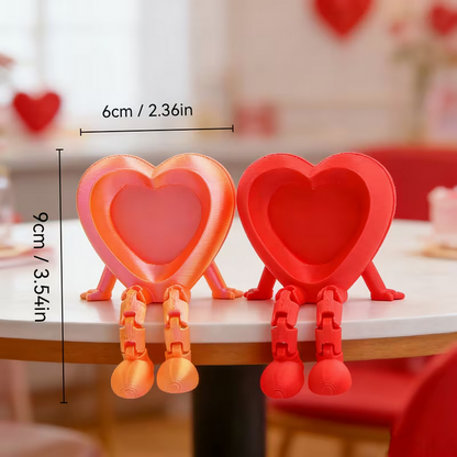 Herzförmige Deko-Statue mit beweglicher Figur & Fotorahmen