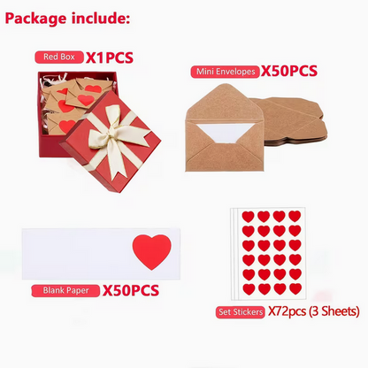 50 Mini-Liebesbrief-Karten-Set – Herzliche Botschaften in einer Box