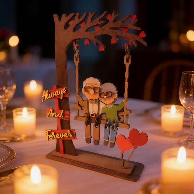 3D-Holzschaukel „Immer und für immer“ – Ein Symbol lebenslanger Liebe
