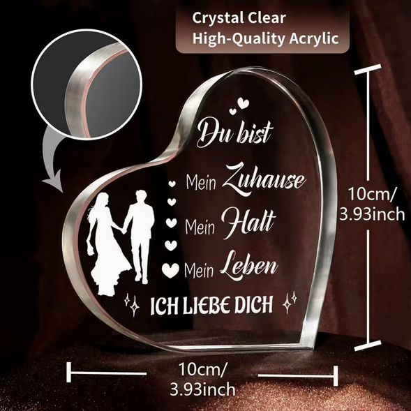 Romantische Acryl-Herztafel „Du bist mein Zuhause“