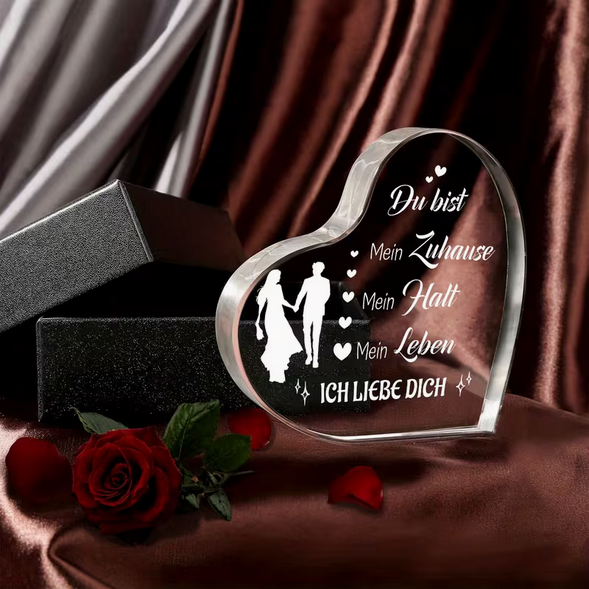 Romantische Acryl-Herztafel „Du bist mein Zuhause“