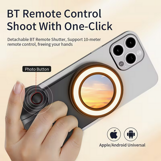 Magnetischer Smartphone-Kameragriff mit LED-Fülllicht – Bluetooth-Auslöser & MagSafe-kompatibel – Professionelles Foto-Zubehör