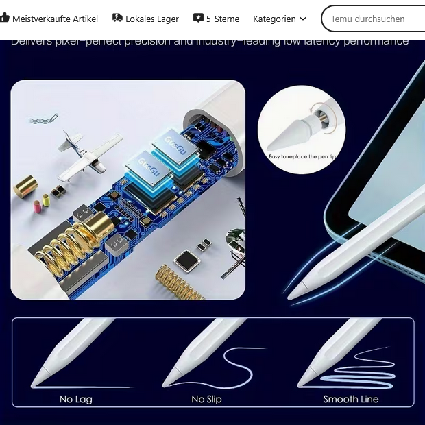 Universeller Stylus Pen für iPad, iPhone & Android – Hochpräziser Kapazitiver Stift mit Schnellladung – Für alle Touchscreens