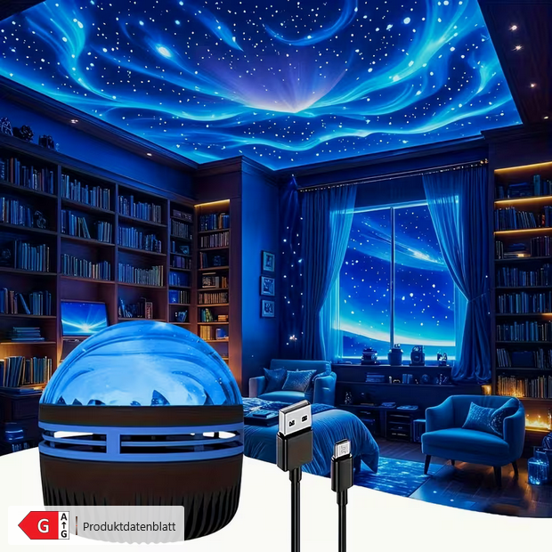 LED-Nebula Galaxie-Projektor mit Fernbedienung – Magischer Sternenhimmel-Effekt – USB-betrieben für Schlafzimmer & Partys
