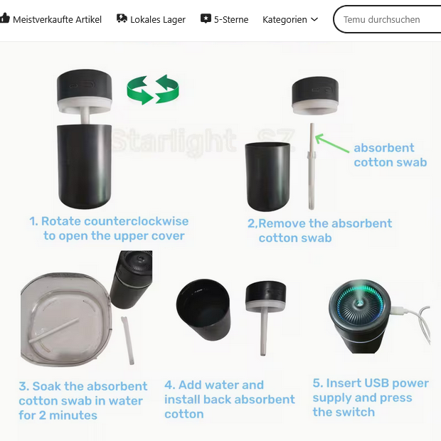 Mini-Aromatherapie-Diffusor & Luftbefeuchter (180 ml) – Farbenfrohes LED-Verlauflicht – USB-betrieben für Auto, Büro & Schlafzimmer