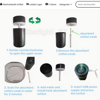 Mini-Aromatherapie-Diffusor & Luftbefeuchter (180 ml) – Farbenfrohes LED-Verlauflicht – USB-betrieben für Auto, Büro & Schlafzimmer