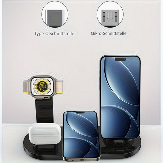 3-in-1 Faltbare Magnetische Ladestation – Schnellladegerät für iPhone 17/16/15, iWatch & AirPods – Ideal für Reisen