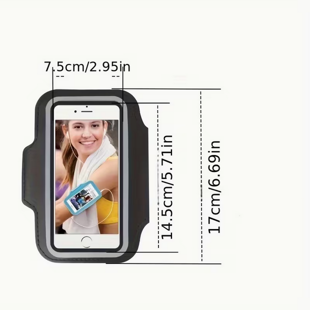 Sport-Armband Handyhalterung für Laufen & Fitness – Wetterfeste Oberarm-Tasche für iPhone & Samsung (bis 5,5 Zoll) – Schwarz