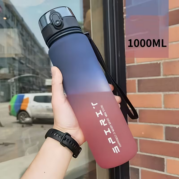 Tragbare Sport-Wasserflasche mit Strohhalm – 1000ml Kapazität – Auslauffrei mit modernem Farbverlauf für Damen & Herren