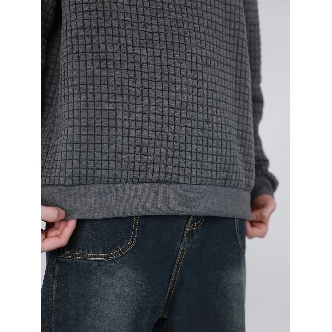 Hochwertiger Jacquard-Strickpullover für Herren – Edle Waffel-Struktur – Modern Slim Fit