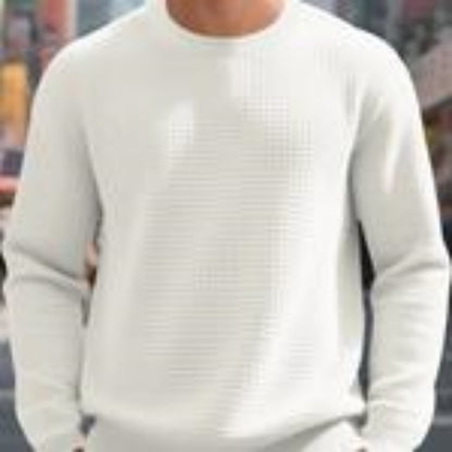 Hochwertiger Jacquard-Strickpullover für Herren – Edle Waffel-Struktur – Modern Slim Fit